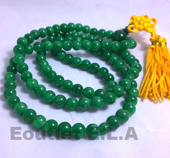 GENUINE 8mm GREEN JADE NECKLACE-88cm